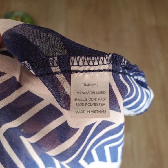 Charming Charlie Sheer Striped Top White Blue Blouse Oversized Nautical Preppy M - Picture 4 of 5